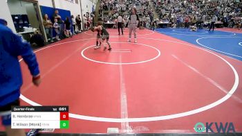 64 lbs Quarterfinal - Brady Hembree, Wyandotte Youth Wrestling vs Tristan Wilson (Monk), Fort Gibson Youth Wrestling