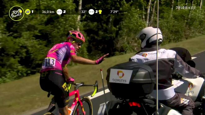Race Leader Alberto Bettiol Stopped As Tour De France Neutralized Due To Protesters Blocking Road