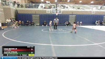 50 lbs Champ. Round 1 - Easton Struhs, Warrior Wrestling Club vs Cole Brown Jr, 208 Badgers