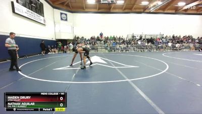 141 lbs Semifinal - Haiden Drury, Utah Valley vs Nathan Aguilar, Cal Poly Humbolt