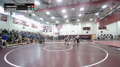 150 lbs Round Of 16 - Logan Storz, Ledyard vs Layne Moss, Griswold/Wheeler
