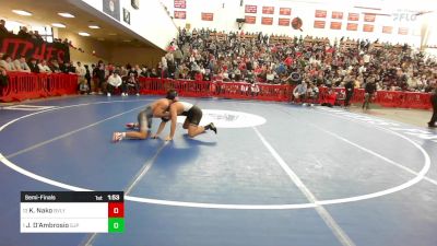 157 lbs Semifinal - Kasey Nako, Beverly vs Jayden D'Ambrosio, Saint John's Prep