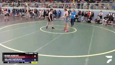 165 lbs Round 2 - Ryder Korevec, Avalanche Wrestling Association vs William Dapcevich, Juneau Youth Wrestling Club Inc.