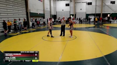 215 lbs Champ. Round 1 - Kiva Clark, Sedgwick County vs Nathan Vasquez, Independent