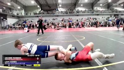 90-91 lbs Round 1 - Jacobie Robbins, Greater Heights Wrestling vs Liam Haines, Willard Youth Wrestling Club