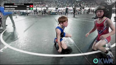 61 lbs Round Of 16 - Creed Williams, Harrah Little League Wrestling vs Logan Spain, Raw Wrestling Club