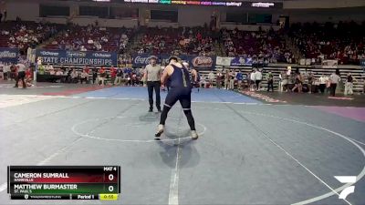 D 1 285 lbs Cons. Round 4 - Matthew Burmaster, St. Paul`s vs Cameron Sumrall, Hahnville