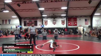 3 lbs Semifinal - Cael Griffin, Camp Point Youth Wrestling vs Evan Richers, Fort Madison Wrestling Club