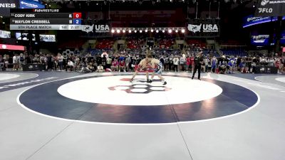 175 lbs 5th Place Match - Cody Kirk, AL vs Waylon Cressell, IN