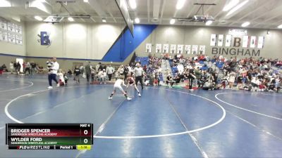 64 lbs Quarterfinal - Bridger Spencer, Sanderson Wrestling Academy vs Wylder Ford, Sanderson Wrestling Academy