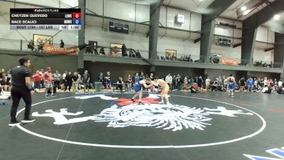 157 lbs Cons. Sub-rd Of 16 - Cheyzen Quevedo, Lake Stevens Wrestling Club vs Race Scalici, Mat Demon Wrestling Club