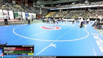 100 Class 2 lbs 3rd Place Match - Killian Evans, Blue Springs South vs Zoey Haney, Troy Buchanan