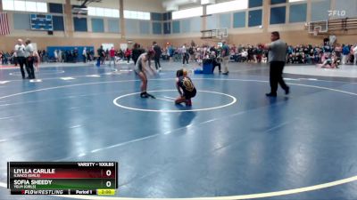 100lbs Champ. Round 2 - Liylla Carlile, Ilwaco (Girls) vs Sofia Sheedy, Yelm (Girls)