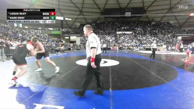 Boys 2A 285 lbs Quarterfinal - Kade West, Anacortes vs Logan Riley, West Valley (Spokane)