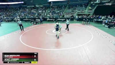 150 lbs Quarterfinal - Wyatt Cooksey, Bloomington South vs Sean Breedlove, Center Grove