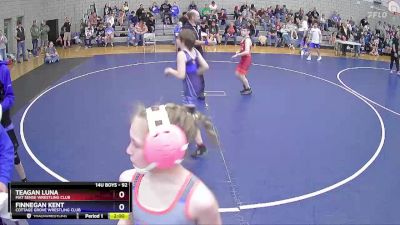 92 lbs Quarterfinal - Teagan Luna, Mat Sense Wrestling Club vs Finnegan Kent, Cottage Grove Wrestling Club