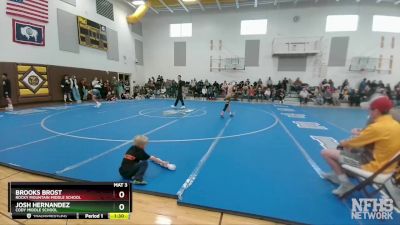 98 lbs Semifinal - Brooks Brost, Rocky Mountain Middle School vs Josh Hernandez, Cody Middle School