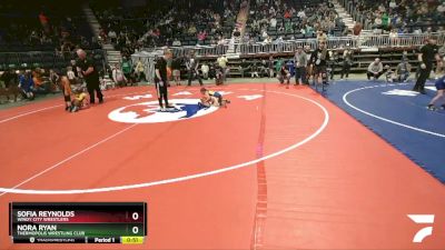 43 lbs Quarterfinal - Nora Ryan, Thermopolis Wrestling Club vs Sofia Reynolds, Windy City Wrestlers