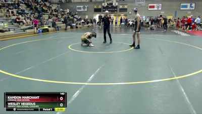 140 lbs Champ. Round 1 - KAMDON MARCHANT, Chugiak High School vs Wesley Hegedus, Service High School Cougars