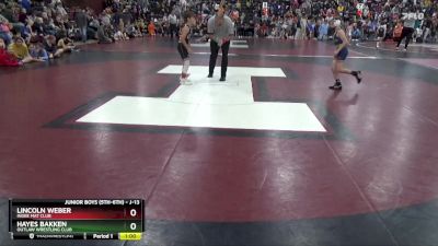 J-13 lbs Quarterfinal - Lincoln Weber, Indee Mat Club vs Hayes Bakken, Outlaw Wrestling Club