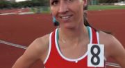 Dana Mecke after 1500 at 2013 Payton Jordan Invite