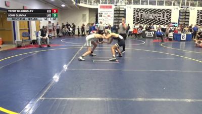 122 lbs Consy 2 - Trent Billingsley, Kiski Area vs John Gluvna, Lake Catholic W.C.