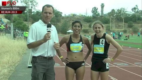 Brenda Martinez and Mary Cain after big 800s at ReRUN 2013