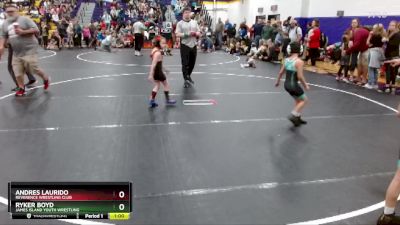 56 lbs Quarterfinal - Ryker Boyd, James Island Youth Wrestling vs Andres Laurido, Reverence Wrestling Club