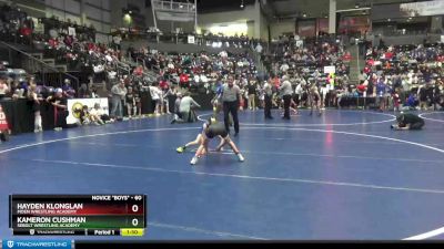 60 lbs Quarterfinal - Kameron Cushman, Sebolt Wrestling Academy vs Hayden Klonglan, Moen Wrestling Academy