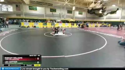 40 lbs Semifinal - Leo Ginther, Lemmon/McIntosh Cowboys vs Rawley Williams, Camel Kids Wrestling