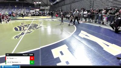 53 lbs Quarterfinal - Kayceon O`Bannon, FordDynastyWrestlingClub vs Diego Tovar, Prosser Wrestling Academy