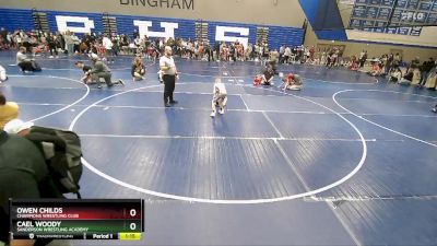 54 lbs Quarterfinal - Cael Woody, Sanderson Wrestling Academy vs Owen Childs, Champions Wrestling Club