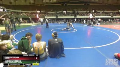 100 lbs Semifinal - Jackson Robbins, Great Bridge Middle School vs Parker Vogan, Defiant