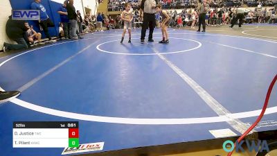 52 lbs Quarterfinal - Deryk Justice, Tahlequah Wrestling Club vs Trenton Pilant, Keystone Kids Wrestling Club