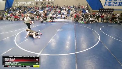 140 lbs Quarterfinal - Kelsi Lazenby, Wasatch Wrestling Club vs Rose Gale, Agon Academy