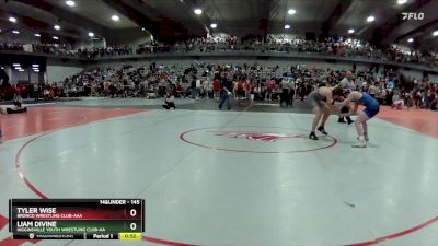 145 lbs Cons. Round 4 - Liam Divine, Higginsville Youth Wrestling Club-AA vs Tyler Wise, Bronco Wrestling Club-AAA