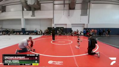 38 lbs Quarterfinal - Cristiano Blomquist, Hill Country Wildcats Wrestling Club vs Sophia Vereen, Texas Select Wrestling