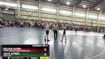 90 lbs Cons. Round 2 - Killian Olsen, North Sanpete Hawk Wrestling vs Artie Scheel, Westlake