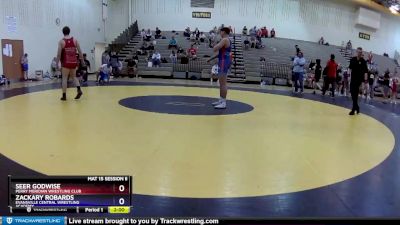 182 lbs Quarterfinal - Seer Godwise, Perry Meridian Wrestling Club vs Zackary Robards, Evansville Central Wrestling Academy