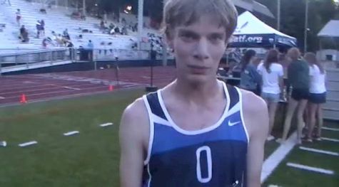 Jacob Berkner tosses in a fast last lap to finish 2nd in 3rd heat of the 5k at Portland Track Festival