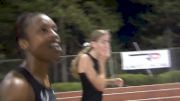 Mary Cain and Treniere Mosier getting in cool-down interview post 5k at Portland Track Festival