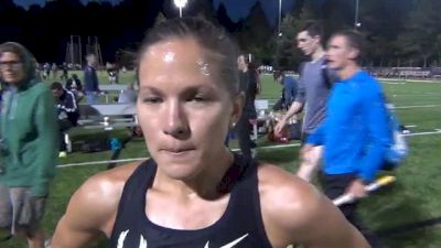 Tara Erdmann getting the confidence lift after great 5k at Portland Track Festival