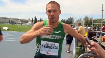 Nick Symmonds loves the wind as he out leans Duane Bang at the line at Edmonton International Track Classic