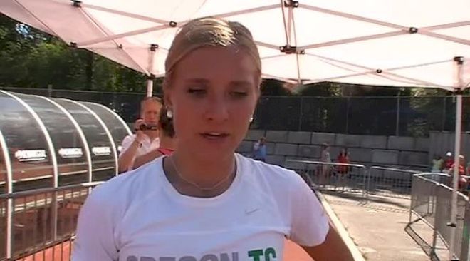 Brianne Theisen saving the rest of it for Russia at 2013 Harry Jerome Meet