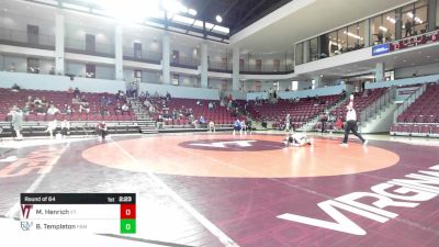 157 lbs Round Of 64 - Matt Henrich, Virginia Tech vs Billy Templeton, Franklin & Marshall