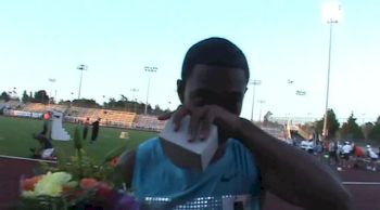 [@Dontae Richard-Kwok] after men's 100 win at 2013 Victoria Track Classic