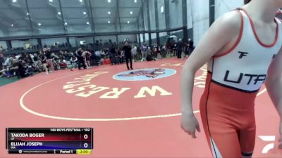 102 lbs Cons. Round 1 - Takoda Boger, UT vs Elijah Joseph, WA