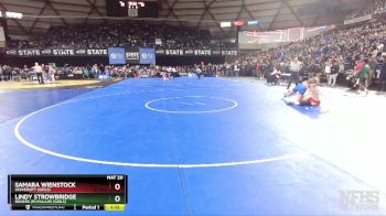 Girls 3A/4A 130 Champ. Round 1 - Lindy Strowbridge, Rogers (Puyallup) (Girls) vs Samara Wienstock, University (Girls)