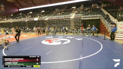 86 lbs Cons. Round 4 - Corbin Dean, Thermopolis Wrestling Club vs Hayden Harshman, North Big Horn Rams