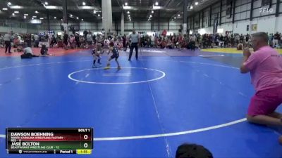 55 lbs Semis (4 Team) - Jase Bolton, BEASTWORKS WRESTLING CLUB vs Dawson Boehning, NORTH CAROLINA WRESTLING FACTORY - RED